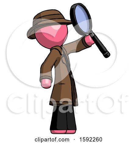 Pink Detective Man Inspecting with Large Magnifying Glass Facing up by Leo Blanchette