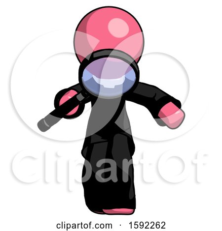 Pink Clergy Man Looking down Through Magnifying Glass by Leo Blanchette