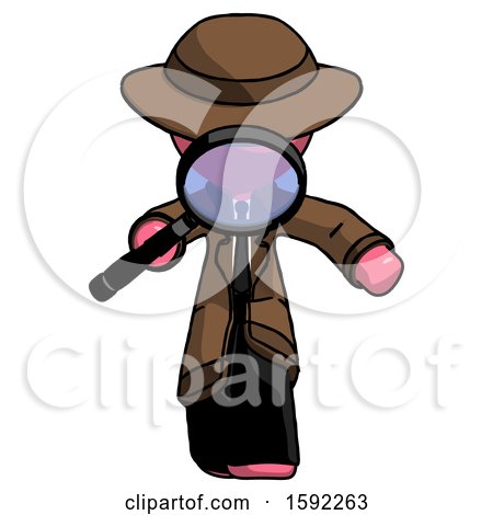 Pink Detective Man Looking down Through Magnifying Glass by Leo Blanchette