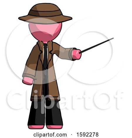 Pink Detective Man Teacher or Conductor with Stick or Baton Directing by Leo Blanchette