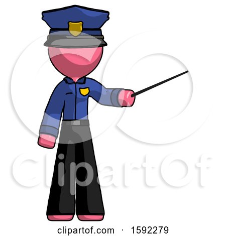 Pink Police Man Teacher or Conductor with Stick or Baton Directing by Leo Blanchette