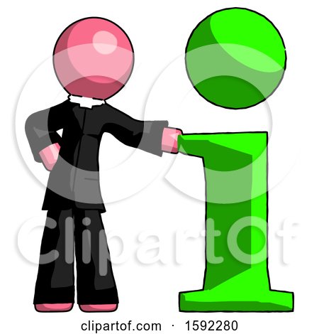 Pink Clergy Man with Info Symbol Leaning up Against It by Leo Blanchette