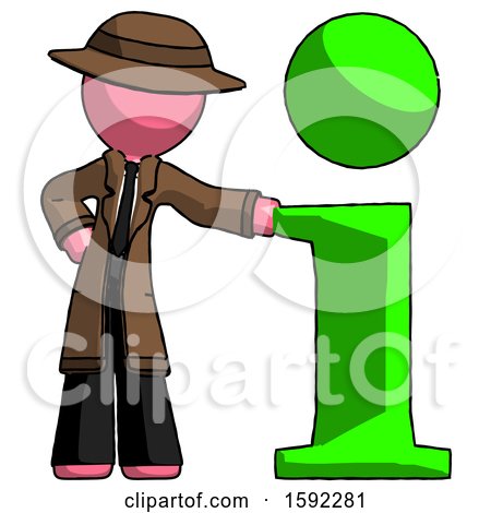 Pink Detective Man with Info Symbol Leaning up Against It by Leo Blanchette