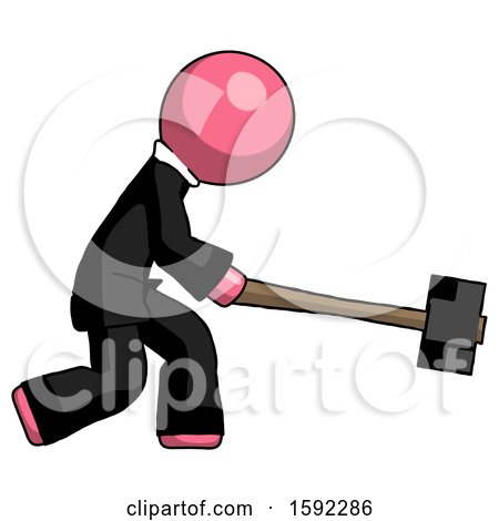 Pink Clergy Man Hitting with Sledgehammer, or Smashing Something by Leo Blanchette