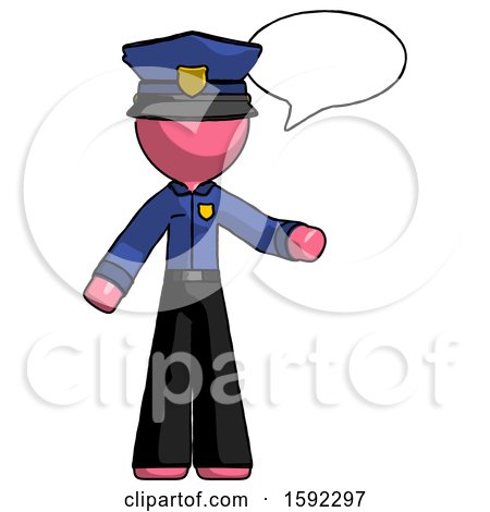 Pink Police Man with Word Bubble Talking Chat Icon by Leo Blanchette