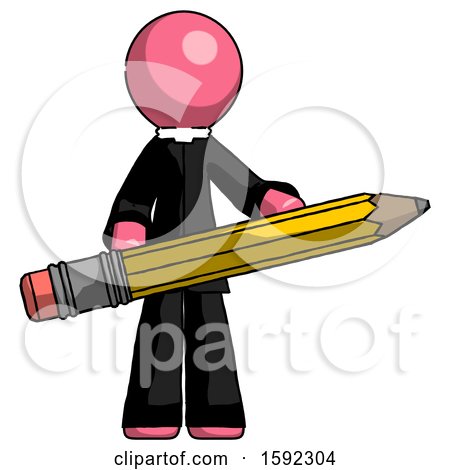 Pink Clergy Man Writer or Blogger Holding Large Pencil by Leo Blanchette