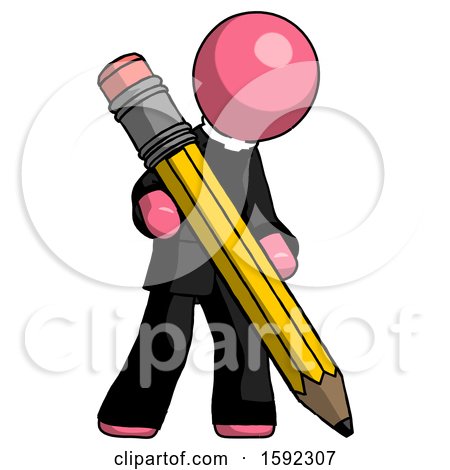 Pink Clergy Man Writing with Large Pencil by Leo Blanchette