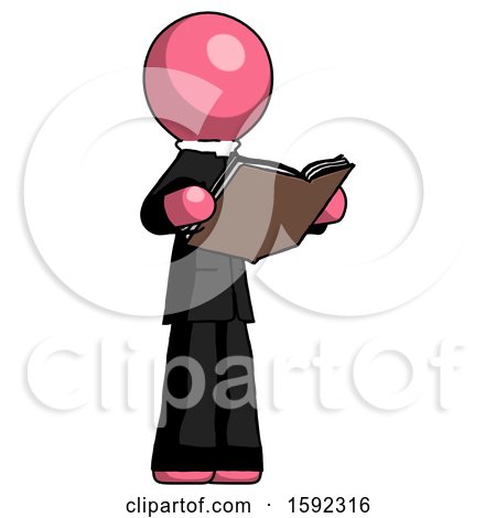 Pink Clergy Man Reading Book While Standing up Facing Away by Leo Blanchette