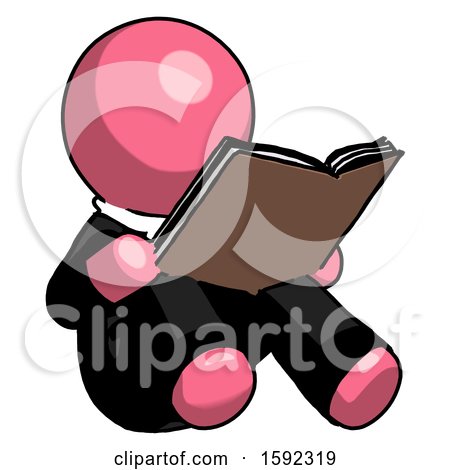 Pink Clergy Man Reading Book While Sitting down by Leo Blanchette