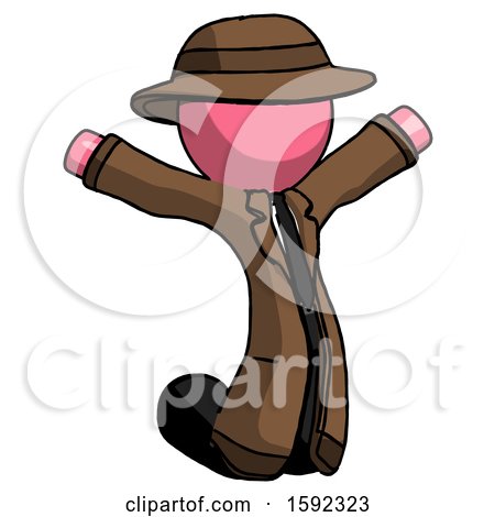 Pink Detective Man Jumping or Kneeling with Gladness by Leo Blanchette