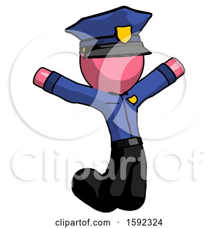 Pink Police Man Jumping or Kneeling with Gladness by Leo Blanchette