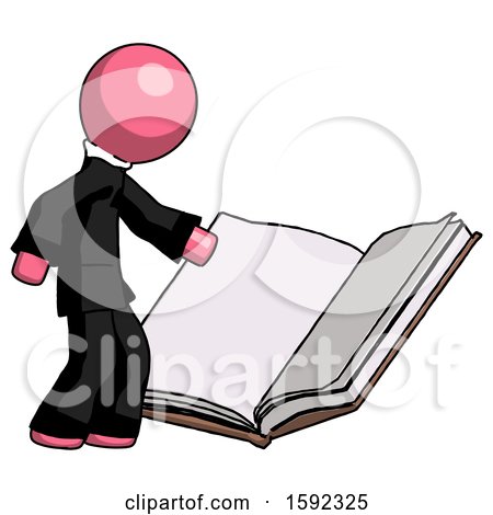 Pink Clergy Man Reading Big Book While Standing Beside It by Leo Blanchette