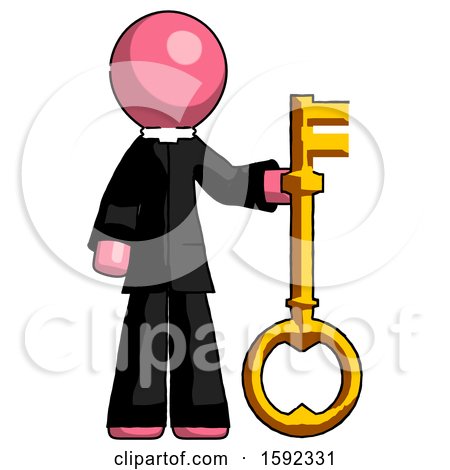 Pink Clergy Man Holding Key Made of Gold by Leo Blanchette