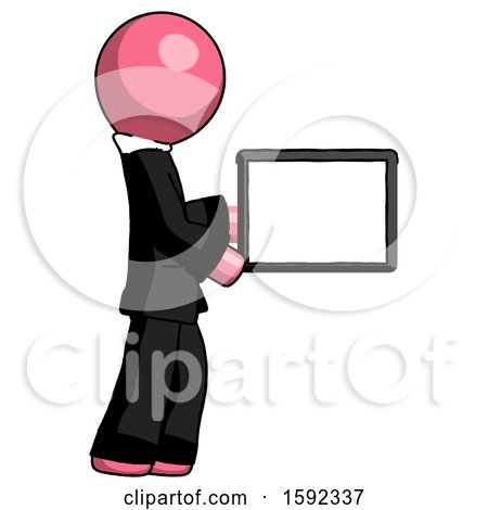 Pink Clergy Man Show Tablet Device Computer to Viewer, Blank Area by Leo Blanchette