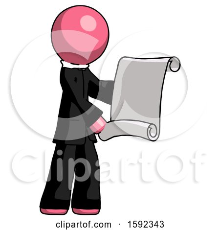 Pink Clergy Man Holding Blueprints or Scroll by Leo Blanchette