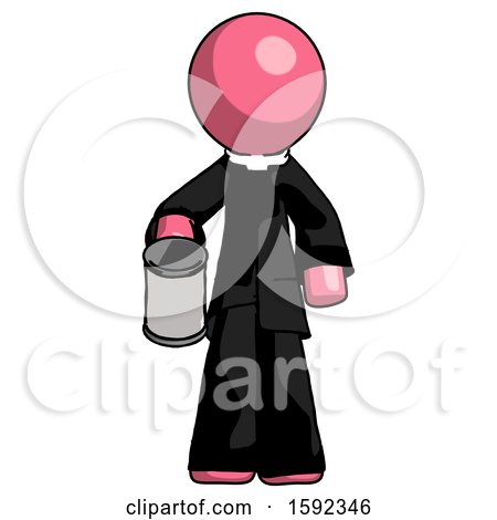 Pink Clergy Man Begger Holding Can Begging or Asking for Charity by Leo Blanchette