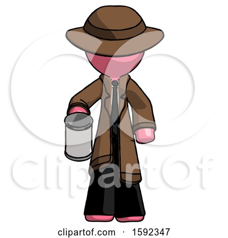 Pink Detective Man Begger Holding Can Begging or Asking for Charity by Leo Blanchette