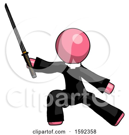 Pink Clergy Man with Ninja Sword Katana in Defense Pose by Leo Blanchette