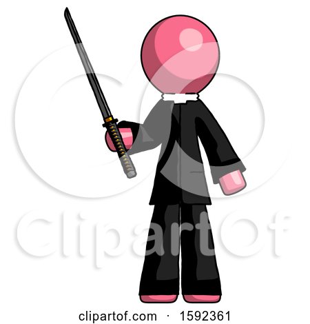Pink Clergy Man Standing up with Ninja Sword Katana by Leo Blanchette