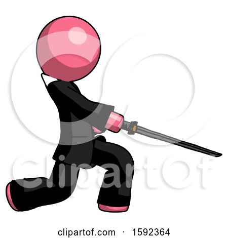 Pink Clergy Man with Ninja Sword Katana Slicing or Striking Something by Leo Blanchette