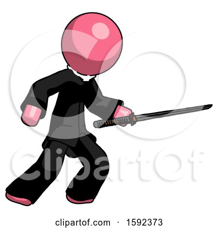 Pink Clergy Man Stabbing with Ninja Sword Katana by Leo Blanchette