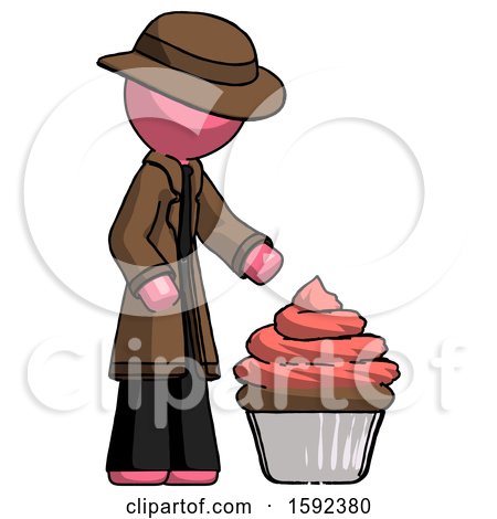 Pink Detective Man with Giant Cupcake Dessert by Leo Blanchette