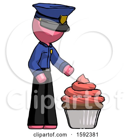 Pink Police Man with Giant Cupcake Dessert by Leo Blanchette