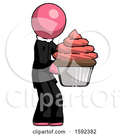 Pink Clergy Man Holding Large Cupcake Ready to Eat or Serve by Leo Blanchette