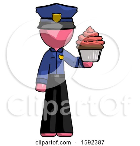 Pink Police Man Presenting Pink Cupcake to Viewer by Leo Blanchette