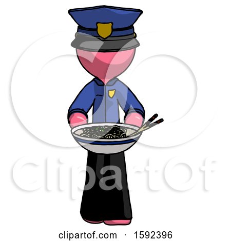 Pink Police Man Serving or Presenting Noodles by Leo Blanchette