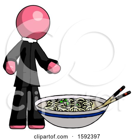 Pink Clergy Man and Noodle Bowl, Giant Soup Restaraunt Concept by Leo Blanchette
