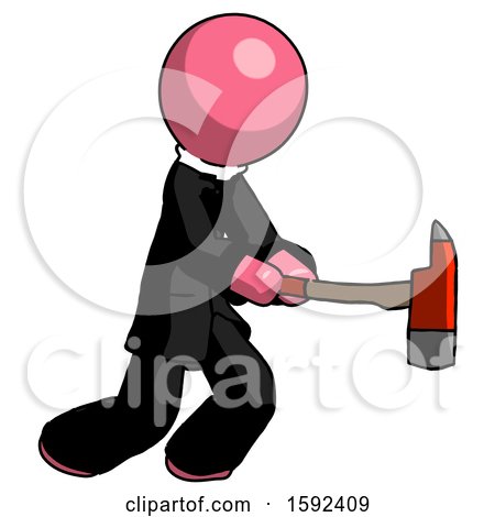 Pink Clergy Man with Ax Hitting, Striking, or Chopping by Leo Blanchette