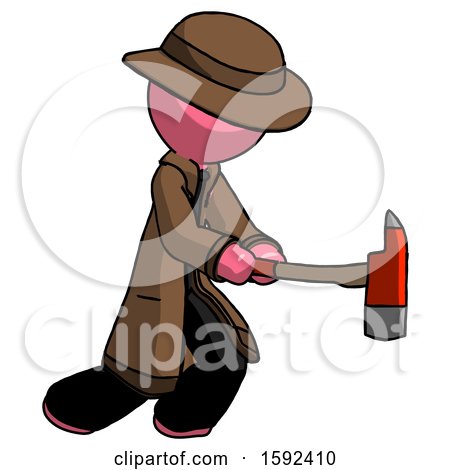 Pink Detective Man with Ax Hitting, Striking, or Chopping by Leo Blanchette