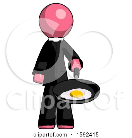 Pink Clergy Man Frying Egg in Pan or Wok by Leo Blanchette