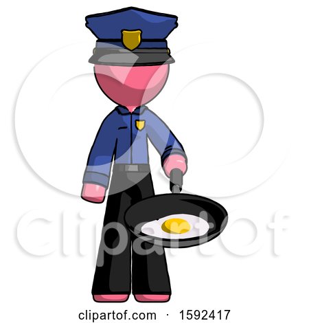 Pink Police Man Frying Egg in Pan or Wok by Leo Blanchette