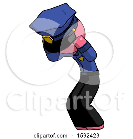 Pink Police Man with Headache or Covering Ears Turned to His Left by Leo Blanchette