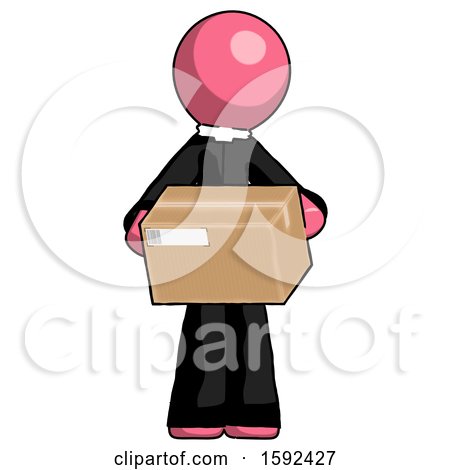 Pink Clergy Man Holding Box Sent or Arriving in Mail by Leo Blanchette
