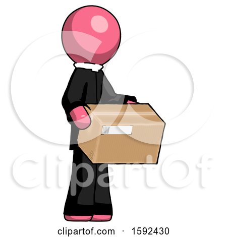Pink Clergy Man Holding Package to Send or Recieve in Mail by Leo Blanchette