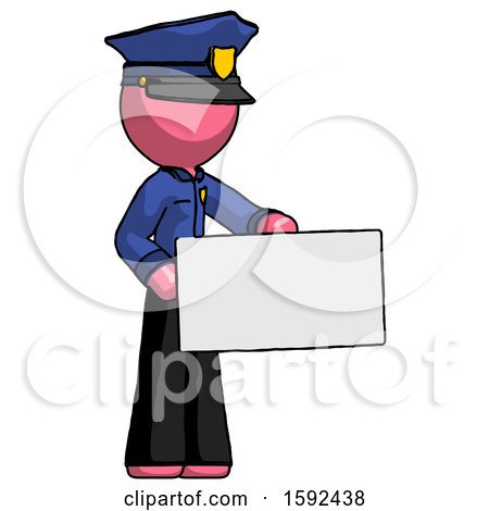 Pink Police Man Presenting Large Envelope by Leo Blanchette