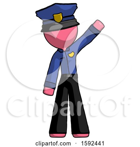 Pink Police Man Waving Emphatically with Left Arm by Leo Blanchette