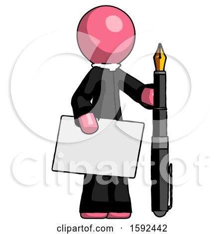 Pink Clergy Man Holding Large Envelope and Calligraphy Pen by Leo Blanchette