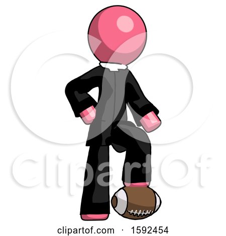 Pink Clergy Man Standing with Foot on Football by Leo Blanchette