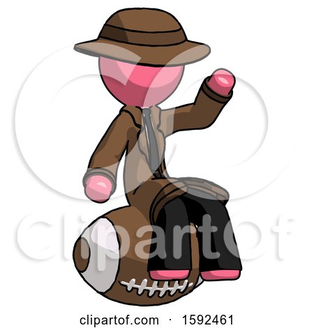 Pink Detective Man Sitting on Giant Football by Leo Blanchette