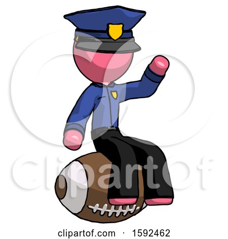 Pink Police Man Sitting on Giant Football by Leo Blanchette