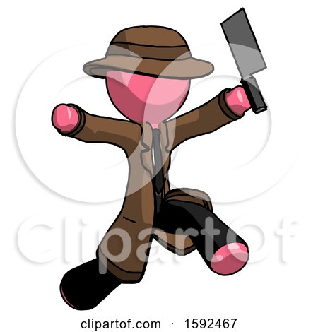 Pink Detective Man Psycho Running with Meat Cleaver by Leo Blanchette