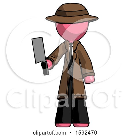 Pink Detective Man Holding Meat Cleaver by Leo Blanchette