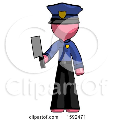 Pink Police Man Holding Meat Cleaver by Leo Blanchette