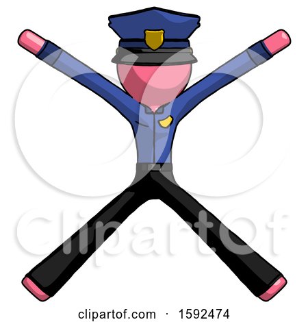 Pink Police Man with Arms and Legs Stretched out by Leo Blanchette