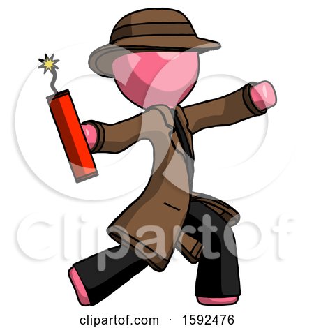 Pink Detective Man Throwing Dynamite by Leo Blanchette
