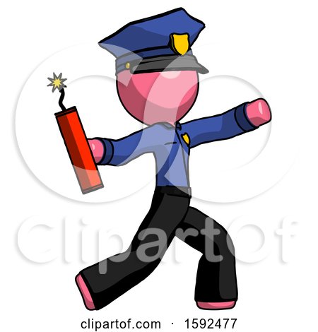 Pink Police Man Throwing Dynamite by Leo Blanchette